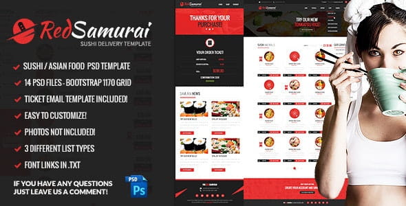 Red Samurai - Sushi and Asian Restaurant HTML