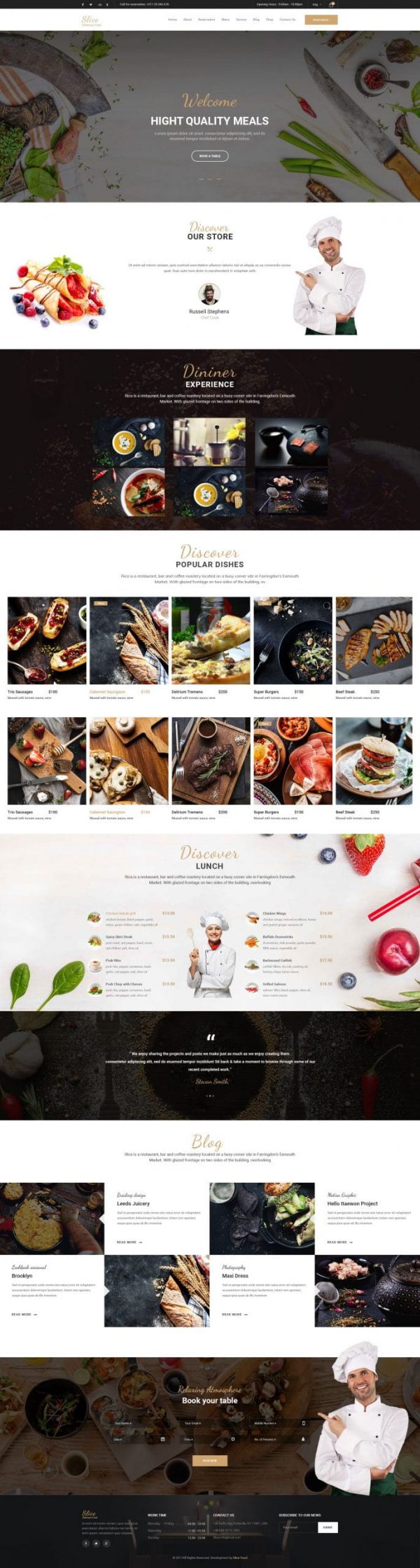 Slice Restaurant - Responsive Bootstrap Template