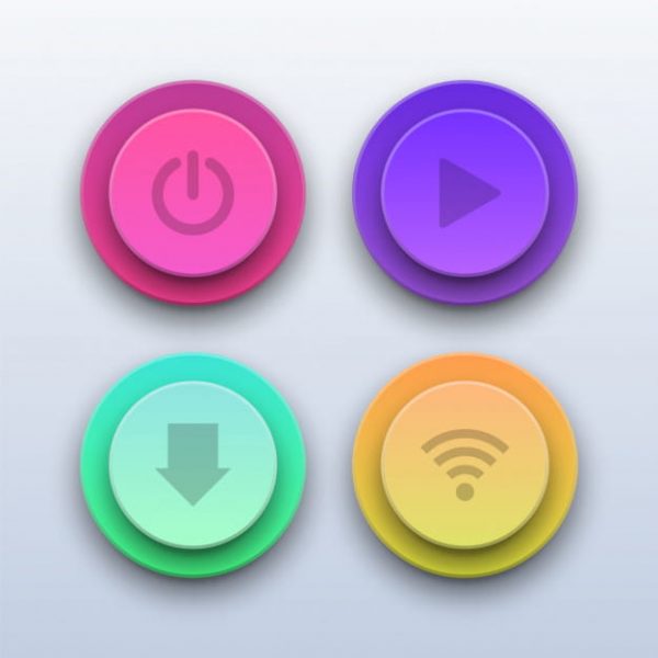 3d colorful buttons. power