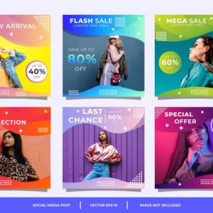 Abstract colorful social media banner template