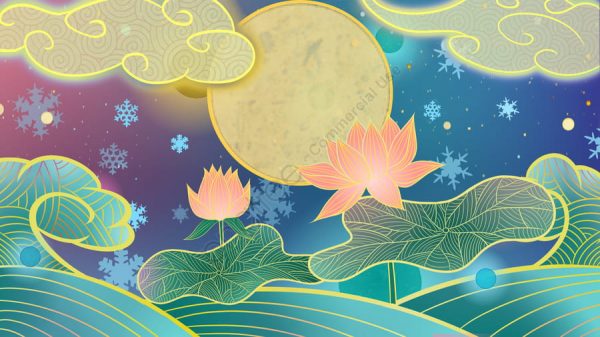 Ambilight Series Chinese Style Traditional Lotus Illustration Illustration (Turbo Premium Space)