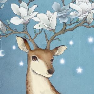 Animal Deer Sika Deer Magnolia Illustration