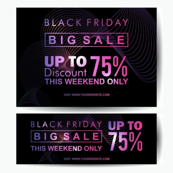Black Friday Big Sale Banner Template Neon Glow Style Vector Eps 10 (Turbo Premium Space)