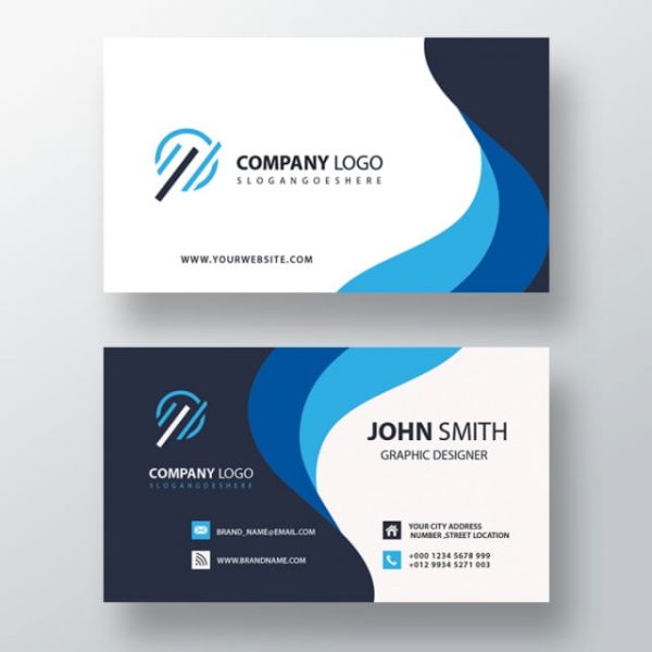 Blue Wavy Business Card