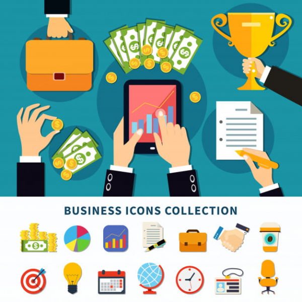 Business flat icons collection