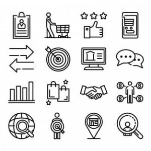 Buyer icons set, outline style