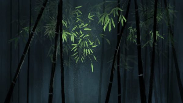 Chinese Style Original Bamboo Green Illustration Background With Map Illustration (Turbo Premium Space)