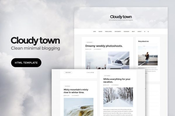 Cloudy Town - Clean Minimal Blog HTML Template