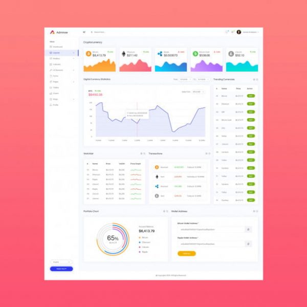 Cryptocurrency admin dashboard (Turbo Premium Space)