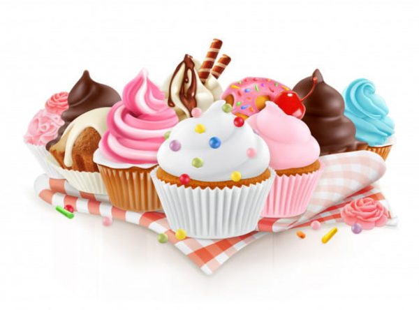 Cupcake vector 3d isolated