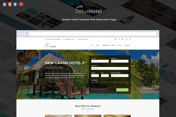 DeluxHotel - Responsive Bootstrap 4 Template For H
