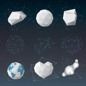 Different polygonal objects 3d