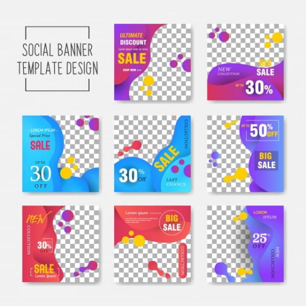 Editable Post Template Social Media Banners For Digital Marketing Promo Brand Fashion Stories Streaming Vector Illustration Vector (Turbo Premium Space)