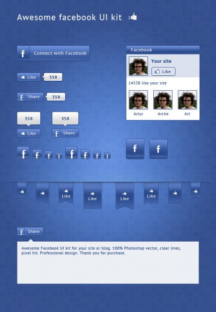 Facebook social media ui kit (Turbo Premium Space)