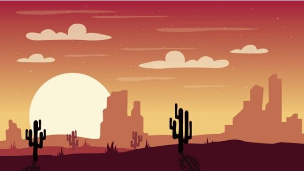 Illustration Desert Landscape Desert Desert Night Illustration (Turbo Premium Space)