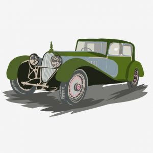 Ilustration Of A Classic Car On A White Background