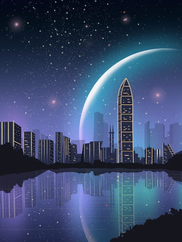 Impression Shenzhen City Night View Beautiful Starry Landmark Silhouette Illustration (Turbo Premium Space)