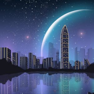 Impression Shenzhen City Night View Beautiful Starry Landmark Silhouette Illustration