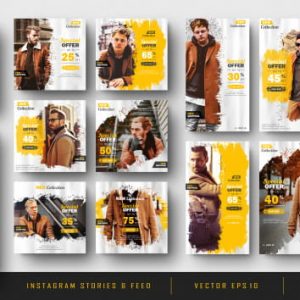Instagram stories and feed post bundle kit template