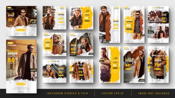Instagram stories and feed post bundle kit template