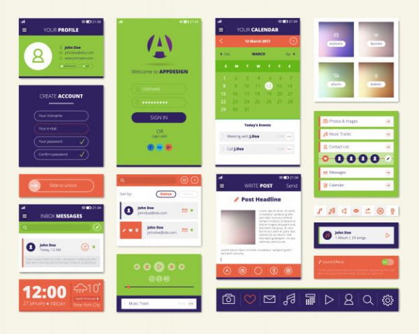 Mobile apps screen elements (Turbo Premium Space)