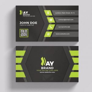 Modern Green And Black Business Card