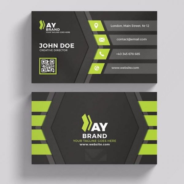 Modern Green And Black Business Card
