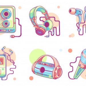 Music or audio line art icons