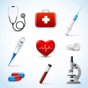 Realistic medical objects set