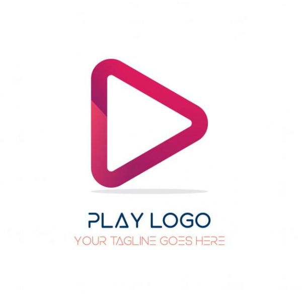 Red logo, play