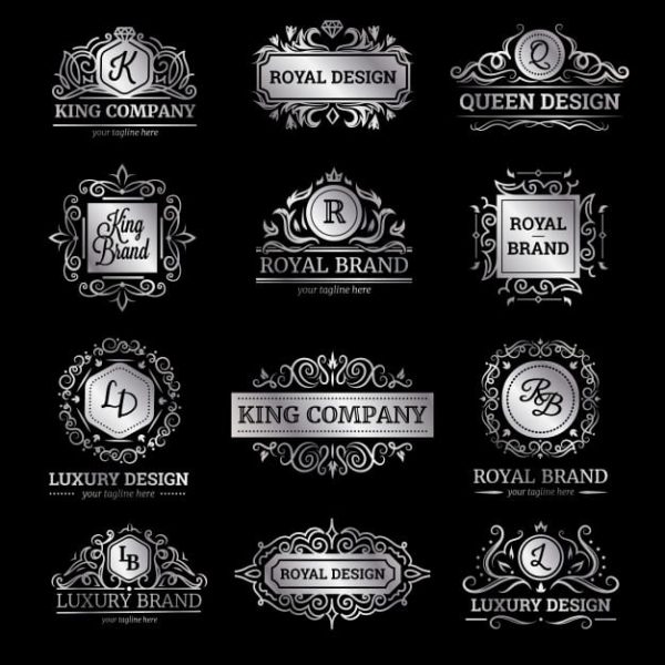 Set of silver luxury labels