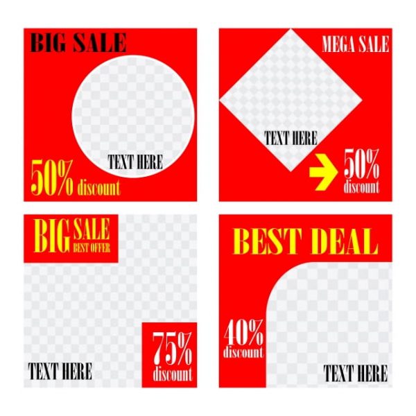 Shopping Label Business Promotion Set Media Banners Red Color (Turbo Premium Space)