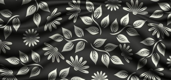 Silver Floral Patterns On Silk Background (Turbo Premium Space)