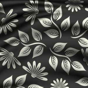 Silver Floral Patterns On Silk Background