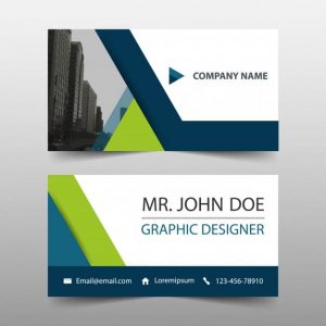 Simple business card, green and blue color Free Vector