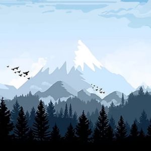 Snowy Mountain In The Forest Of Good Morning Illustration