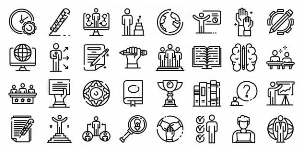 Staff education icons set