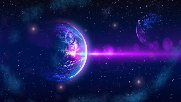 Starry Glamour Dream Earth Beautiful Purple Blue Gradient Background Poster Illustration (Turbo Premium Space)