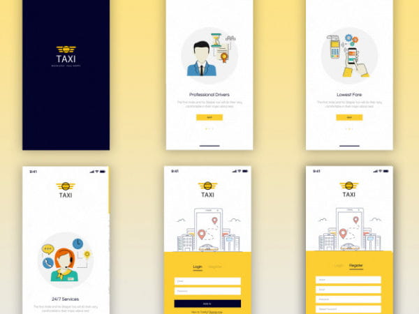 Taxi booking mobile ui kit (Turbo Premium Space)