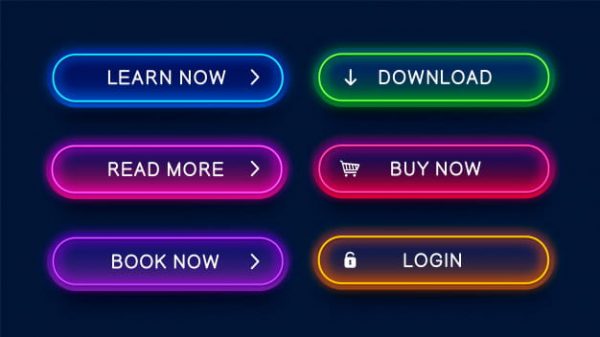 Trendy, glowing, neon buttons (Turbo Premium Space)