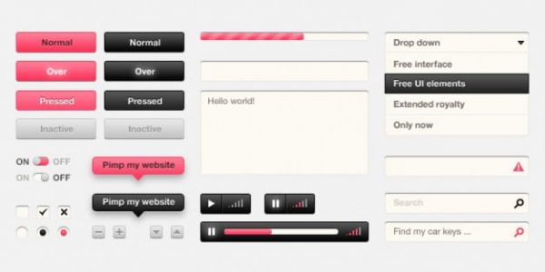 User interface kit in pink and black (Turbo Premium Space)