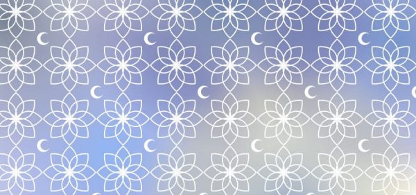 Wallpaper Pattern Gradient Blue With Moon And Islamic Ornament (Turbo Premium Space)