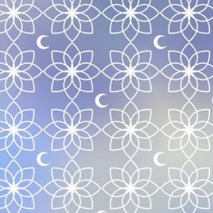 Wallpaper Pattern Gradient Blue With Moon And Islamic Ornament