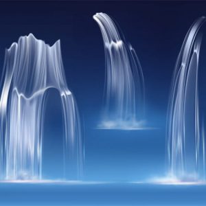 Waterfall cascade, realistic water fall streams