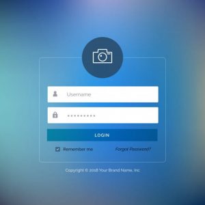 Web login template with blue