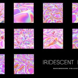 10 Iridescent Pink Fluid Texture Set