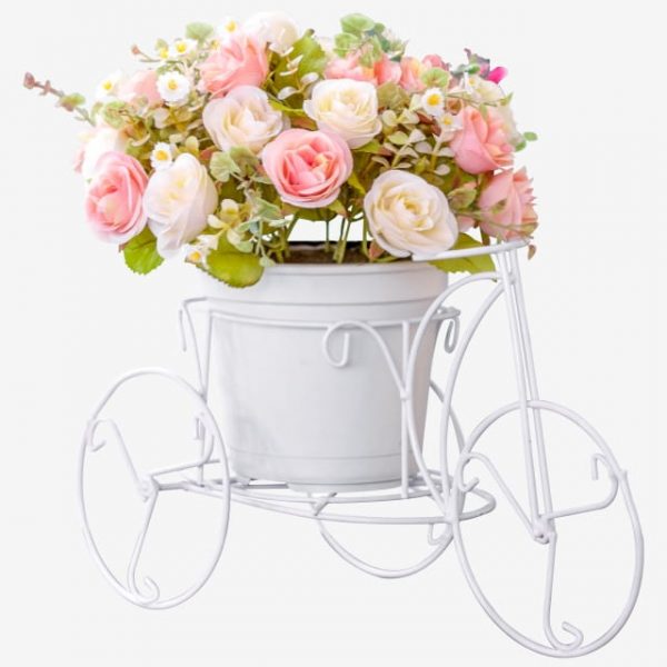 Bouquet On A Flower Pot On Modern White Bike Design (Turbo Premium Space)