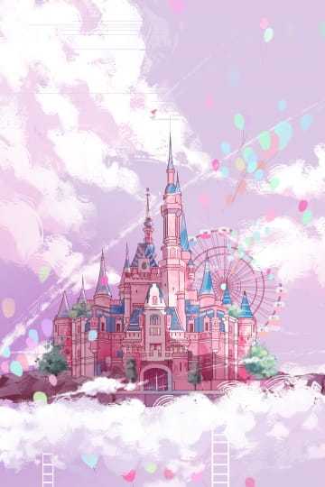 Castle Pink Ladder Illustration