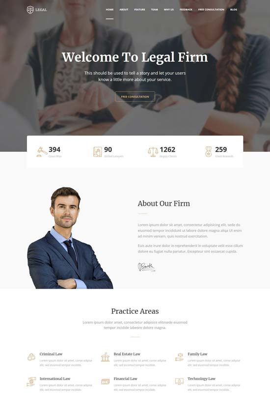 Legal - Law Firm OnePage HTML Template