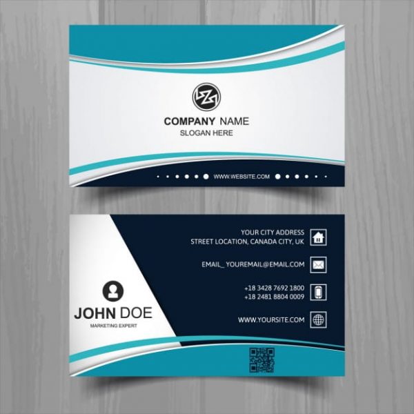 Modern-business-card-with-turquoise-wavy-shapes